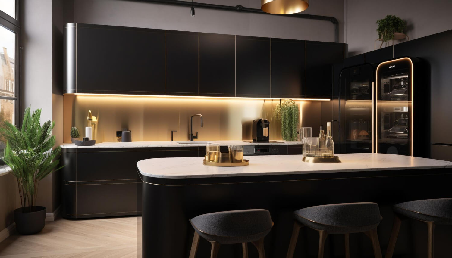 modern-black-kitchen-cabinets