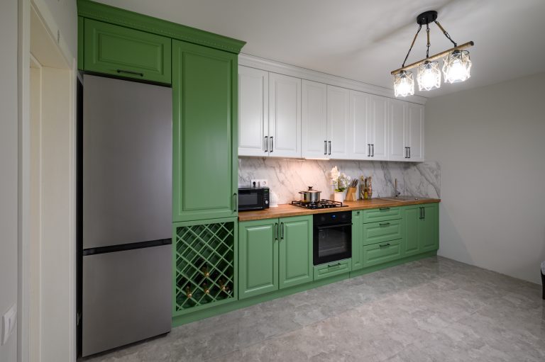 New green modern well designed kitchen interior